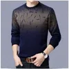 Homens camisetas Outono Inverno Homens Bottom Malha Camisetas Imprimir Listrado Manta Manga Longa Coreano Nova Moda Casual Vintage Versátil Tops Básicos L2312.21