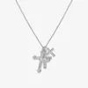 DPLAOPA 925 Sterling Silver Three Cross Colar Pendant Long Chain Necklace Fine Jewelry Rock Punk Women Wedding Jewels 240117