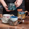 Muggar par vatten cup keramik mugg bra ser dricks kreativa specialformade espressokoppar hushåll använda retro för kaffekoka kaffe