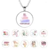 Pendentif Colliers Fantasy Fleur Gâteau Outil De Cuisson Ras Du Cou Dôme En Verre Longue Chaîne Collier Cabochon Bijoux FBL397