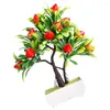 Flores decorativas Simulação Criativa Planta Decoração de Árvore de Morango Artificial Bonsai Vaso Decora