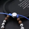 Europe America Fashion Style Men Kvinnor Lady Blue Pull-Type Metal Balls Graverad V Letter Flower Round Beads Chain Armband