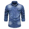 Printemps et automne mode hommes vêtements 4 couleurs S-5XL95% coton poche chemise à manches longues revers simple boutonnage décontracté Denim chemise 240117