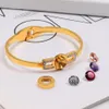 Fashion Design 3 Colors Women Bangles Roman Numerals Three-dimensional Colored CZ Stone Change Diamond Hollowed Titanium Steel Bra249v