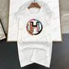 hレタープリントTシャツの丸いTシャツ夏のメンズTシャツoネック半袖Oneck 100％コットンストリートファッションカジュアルトップ女性Y2K T240117