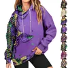 Hoodies للسيدات مضحك Mardi Gras Sweatshirt Trend Mask Prattion Pattern Pattern Pulover Fat Fent Tuesday Festival Carnival Orleans Parade Hoodie Top