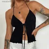 Koszulki damskie kamizelki kamizelki Y2K top klubowa nowa sznurka halter-up camisole seksowna dama zbiorniki bez tyłu letnie podzielone top zbiornikowy camis dziewczęta czołg 2023 NOWOŚĆ YQ240117