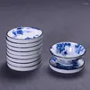 Maty stołowe niebiesko -biała ceramiczna szklanka herbaty Porcelowa podkładka do filiżanki domowej akcesorium japońskiego izolacji