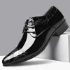 Dress Shoes Business For Men Lace Up Formal Black Patent Leather Brogue Male Wedding Party Office Oxfords L12