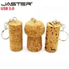 USB Flash Drives Jaster 3.0 Wood Cork USB Flash Drive محرك خشبي سدادات سدادات 8GB 64GB 32GB عصا مخصصة مع هدية زفاف سلسلة المفاتيح