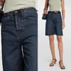 Shorts pour femmes Denim longueur au genou pantalon pour femmes 2024 coton taille haute fermeture éclair décontracté droit jambe large jean court