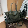 Borse a tracolla da donna all'ingrosso in fabbrica 5 colori borsa tote con rivetto personalità di strada borsa vintage litchi di grande capacità borsa semplice con nappa Joker 1603 #