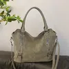 Sac à bandoulière pour femmes 2 couleurs simple Joker couleur unie sac à main de loisirs grande capacité sac fourre-tout en cuir rembourré personnalité double fermeture éclair sac à main de mode 1609 #