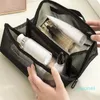 Sacs à cosmétiques en maille noire, sac de maquillage pour femmes, Transparent, petit et grand rangement Portable, articles de toilette de voyage, serviette