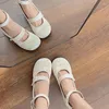 Scarpe eleganti da donna Décolleté arancioni Tacchi casual Mary Jane Sandali robusti 2024 Calzature Punta rotonda Piattaforma da basket Bianco Retro S