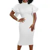 Sıradan Elbiseler 2024 İlkbahar Yaz Kısa Kollu Zarif Beyaz Midi Elbise Kadın Partisi İş İş Akşam Ofis Lady Kalem