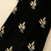 Spring Black Floral Embroidery Velor Dress Sleeveless Stand Collar Paneled Short Casual Dresses S4J090104 Plus Size XXL