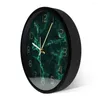 Orologi da parete Modello in marmo Verde Orologio nordico Soggiorno Decorativo Arte minimalista Decorazioni per la casa Stampa rotonda creativa