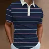 ビジネスショートスリーブTシャツ格子縞の男性ポロシャツメッシュ通気性ラペルカジュアルトップTシャツ夏ファッションメンズTシャツ240117