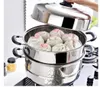 Stainless Steel 3 Tier Steamer Steam Pot Cookware 30cm Stainless Steel 28cm26cm Steamer3631748