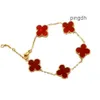 Designer Van Bracelet Four Leaf Clover Bracelets Cleef 2024 nouveau trèfle à quatre feuilles double face cinq fleurs femmes titane acier bijoux à la main cadeaux de luxe pour girlfri