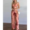 Été femmes imprimé Tropical Spaghetti sangle décontracté à lacets dos haut taille haute pantalon ensemble 2 pièces costume ensembles 2023 femme vêtements 240116