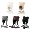 Berets de malha urso orelha earflap chapéu inverno estudante ao ar livre ciclismo esqui escalada tempo frio manter quente trapper j78e