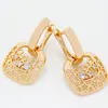 Pendientes colgantes de moda 585 cuadrado dorado rosa brillante para mujer, fiesta creativa, joyería fina de moda, patrón de estrella larga hueca tallada