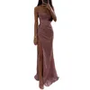 Casual Dresses Women Polyester Maxi Dress Thigh Slit Elegant Sequin Spaghetti Strap Evening With Off Shoulder High For Women's