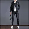 Men'S Tracksuits Smart Business Tracksuits Simple Blue Men Two-Piece Sets Spring Autumn Denim Jacket And Jeans Fashion Slim Trendy St Dhheb