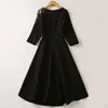 Kate Princess Runway Spring Autumn Women's New Designer High Quality Casual Party Slim Fit Celebrity Elegant Beading Gorgeous Chic Vintage Diamond Black Dress