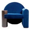 Dekorativa figurer Designer Creative Leisure Chair Round Blue Fabric vardagsrum Enkel ljus lyxig armstödsoffa