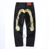 Mens Jeans Designer Large Size Loose Straight Jeans Embroidered High Waist Straight Tube Wide Leg Pants Long Edge Street Size 28-40 A03