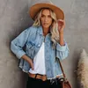 Spring Autumn Loose Street Hipster Women Denim Jacket Burrs Long Sleeve Kort kappa för jeans Plus Size Outwear 240116