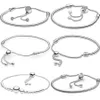 Original 925 en argent Sterling chaîne de perle coeur étoile fermoir coulissant ajuster Bracelet pour Bracelet charme bijoux à bricoler soi-même 240116