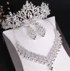 Conjuntos de joyas de diseñador de lujo para la novia, fiesta de bodas, coronas de cristal, collar, aretes, diademas, tocados de diamantes de imitación brillantes 3987271