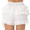 Lolita Short Black White Shorts Womens Cute Lace Trim Layered Ruffle Bloomers Short Girls Mid Waist Bowknot Decor Frilly Panties 240116