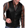 Gilet pour hommes d'affaires européens mode décontracté rétro couleur unie col en v bouton Western sans manches hommes gilet costume gilet 240117