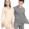 Men's Thermal Underwear 2024 Autumn And Winter Men Set Lycra Solid V-neck Soft Ladies Clothes Long Johns Suits