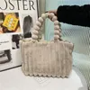 Borse da sera di marca Solid morbida pelliccia sintetica borsa da donna Tote 2024 elegante borsa a tracolla sotto le ascelle pieghettata moda inverno cartella lavoro