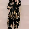 Frauen Anzug Sommer Koreanische Version Lose Drucken Tops Harem Hosen Zwei Sets Passenden Trendy Plus Größe Kleidung Für Frauen 240117