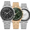 Дизайнерские часы с луной, мужские часы Moonwatch, хронограф, роскошные мужские кварцевые часы, наручные часы O3H6 #