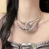 Pendant Necklaces Unique Design Torques Choker For Women Statement Rhinestone Wide Metal Collar Necklace Fashion Jewelry