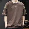 Herren-T-Shirts, modisch, O-Ausschnitt, gespleißt, Allgleiches, kurzärmeliges T-Shirt, Herrenbekleidung, 2024, Sommer, lose lässige Pullover, Tops, koreanisches T-Shirt