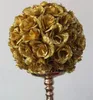 Flores decorativas spr-gold-30cm sem folha artificial rosa flor bola nupcial decoração de casamento favor festa beijando bolas buquê