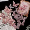 1 pacote de borboleta de cristal rosa tridimensional borboleta mão conta diy adesivos decorativos lixo diário decoração suprimentos festa favor