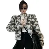 Women's Jackets Korea Houndstooth Coat Autumn Winter Cool Ins Fashion Parkas Short Chic