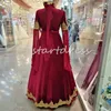 Luxury Wine Red Moroccan Wedding Dress 2024 Long Sleeve Beaded Gelinlik Isliamic Muslim Arabian Bridal Gowns Vintage Robe De Mariage Vestios Novias Casamento