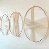 Creative Gold Hoop Round Cotton Wall Decoration Macrame Wall Hanging Tapestry Hand Woven Nordic Simple Style Room House Decor 240117