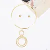 Ketting Oorbellen Set Mode Punk Eenvoudige Gouden Zilveren Ronde Kwastje Stud Sieraden Voor Vrouwen Reizen Dans Cadeau